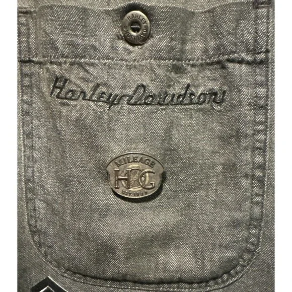 Harley Davidson Biker Blues Frayed Sleeveless Shirt W/ Multiple Pins/Patches- L - Picture 7 of 14